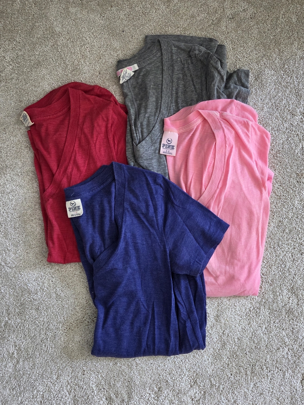 4 V-neck Short Sleeve Tee - Pink, Gray, Red, Blue BUNDLE